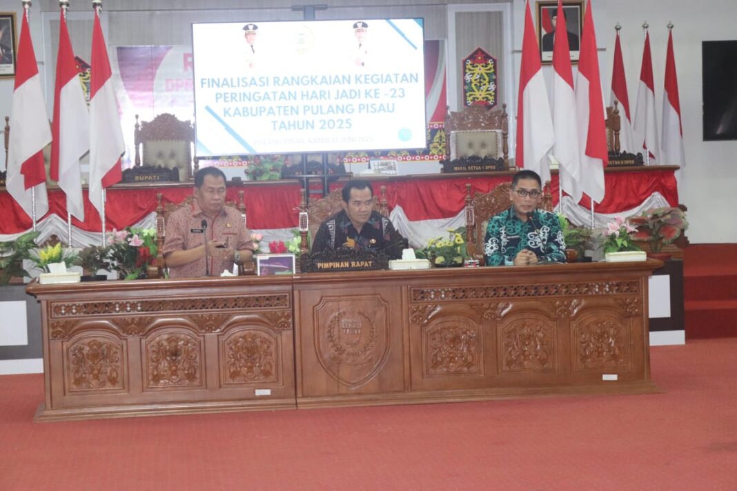 Rapat finalisasi rangkaian kegiatan peringatan hari jadi ke-23 Kabupaten Pulang Pisau tahun 2025.