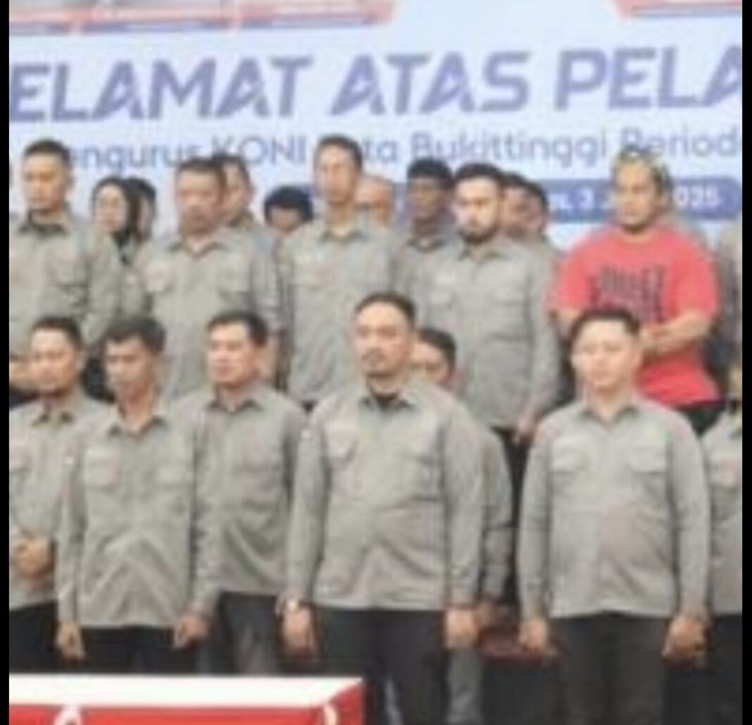 Pelantikan Pengurus KONI Kota Bukittinggi periode 2025–2029 di Balairung Rumah Dinas Wali Kota