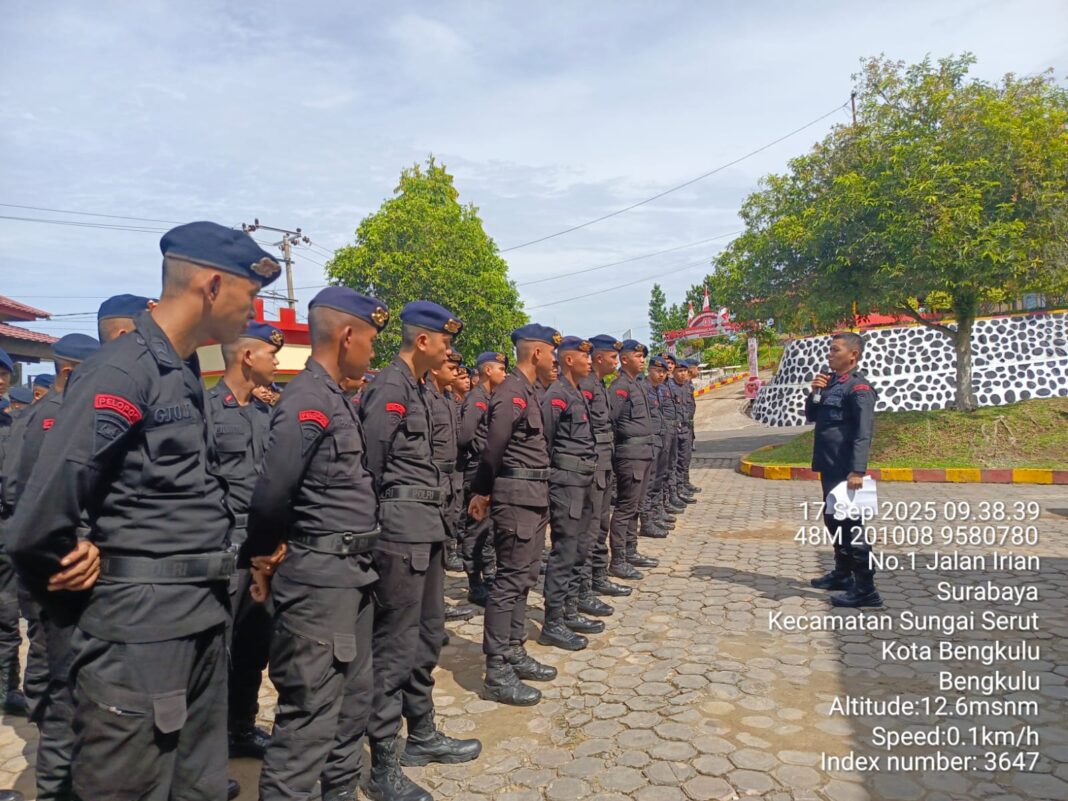 Batalyon B Pelopor Brimob Polda Bengkulu Gelar Latihan Gabungan PHH