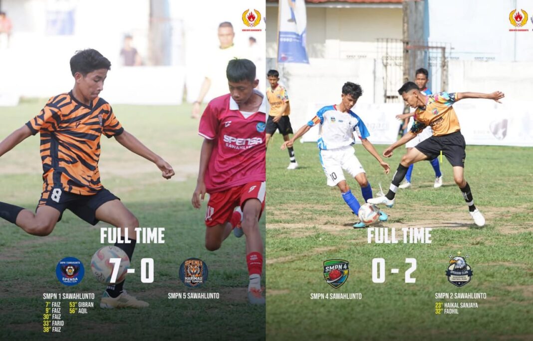 Hari kedua Liga Askot PSSI Sawahlunto Tingkat SLTP SMPN 1 dan SMPN 2 Raih Kemenangan
